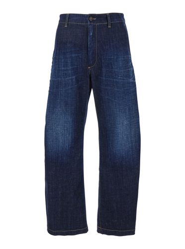 Five-pocket Jeans With Distressed Effect In Denim Man - Dsquared2 - Modalova