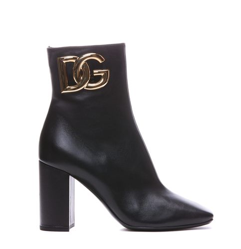 Dg Logo Leather Boots - Dolce & Gabbana - Modalova
