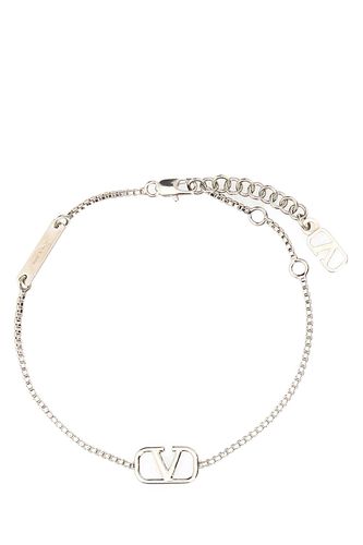 Silver Metal Vlogo Signature Bracelet - Valentino Garavani - Modalova