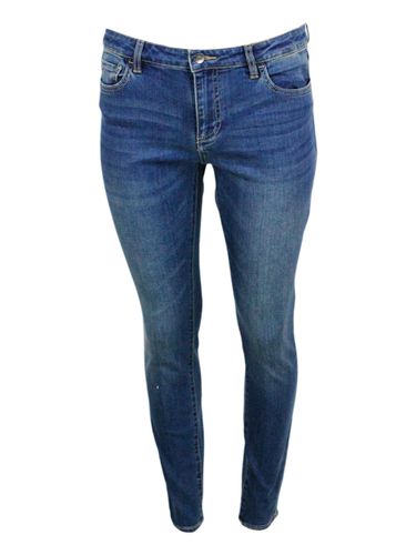 Super Skynny Mid Rise Jeans Trousers In Stretch With Logo On The Back Pocket - Armani Collezioni - Modalova