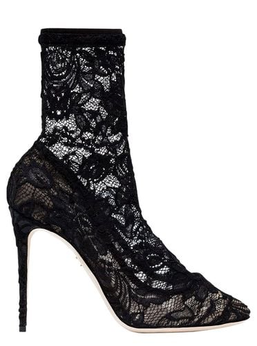 Pointed Boots In Chaintilly Lace Woman - Dolce & Gabbana - Modalova