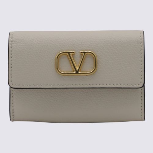 Light Ivory Leather Card Holder - Valentino Garavani - Modalova