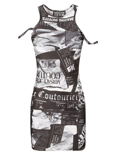Magazine Print Short Dress - Versace Jeans Couture - Modalova