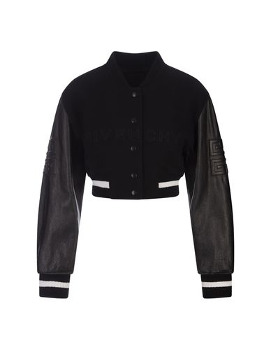 Short Bomber Jacket In Wool And Leather - Givenchy - Modalova