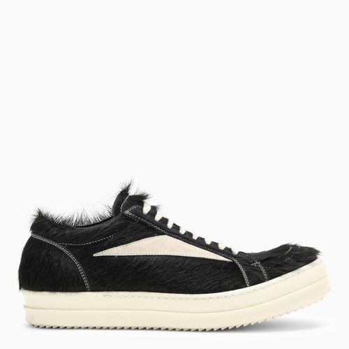 Black/white Sneaker In Leather With Fur - Rick Owens - Modalova