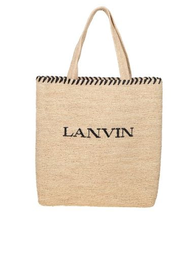 Tote Bag In Raffia With Embroidery - Lanvin - Modalova