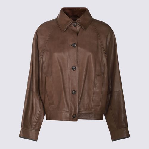 Brown Leather Jacket - Brunello Cucinelli - Modalova