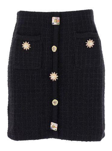 Mini Pencil Skirt With Jewel Buttons In Tweed Woman - self-portrait - Modalova