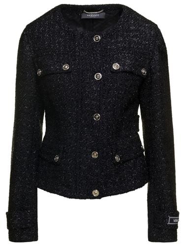 Lurex Jacket With medusa Silver-tone Hardware In Wool Blend Woman - Versace - Modalova