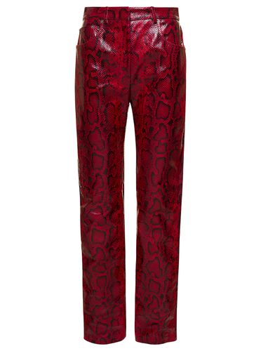 Trousers With Snape Print In Shiny Leather Woman - SportMax - Modalova