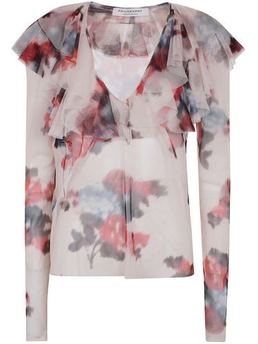 Tulle Flower Printed Blouse - Philosophy di Lorenzo Serafini - Modalova