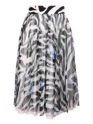 Off- Leopard Print Pleated Skirt - Off-White - Modalova
