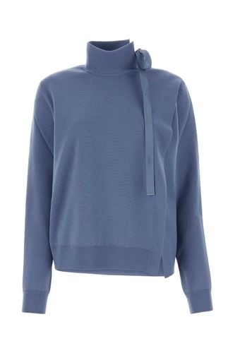Air Force Blue Stretch Wool Blend Sweater - Fendi - Modalova