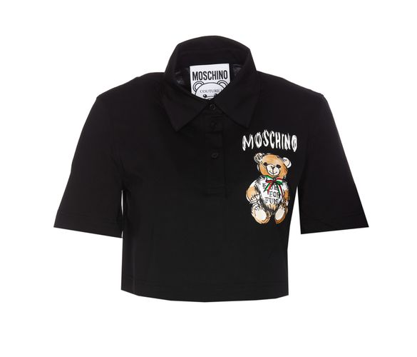 Cropped Drawn Teddy Bear T-shirt - Moschino - Modalova