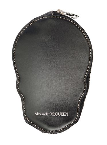 Skull-shaped Card-holder With Zip In Leather Man - Alexander McQueen - Modalova