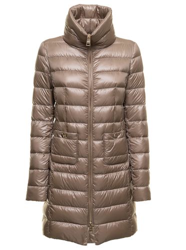 Womans Maria Taupe Color Quilted Nylon Long Down Jacket - Herno - Modalova