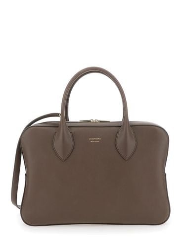 Handbag With Three Zips And Logo Printed On The Front In Leather Woman - Ferragamo - Modalova