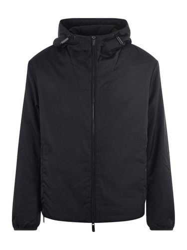 Monogram-pattern Zipped Hooded Jacket - Emporio Armani - Modalova