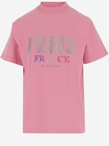 Paris Rhinestone Cotton T-shirt - Balenciaga - Modalova