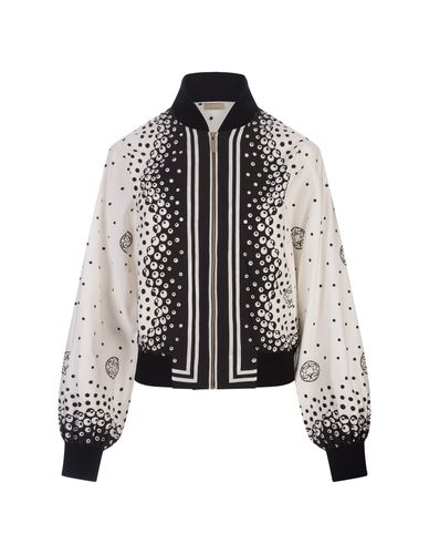 Moon Printed Cotton Bomber Jacket In And Black - Elie Saab - Modalova