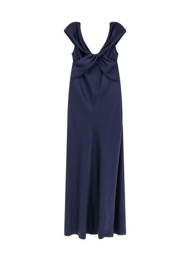 Bow Detailed Flared Maxi Satin Dress - Alberta Ferretti - Modalova