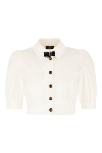 White Poplin Stretch Shirt - Elisabetta Franchi - Modalova