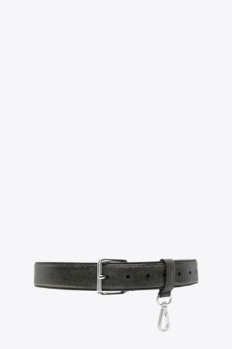 Cintura Distressed Black Leather Belt With Snap-hook - MM6 Maison Margiela - Modalova