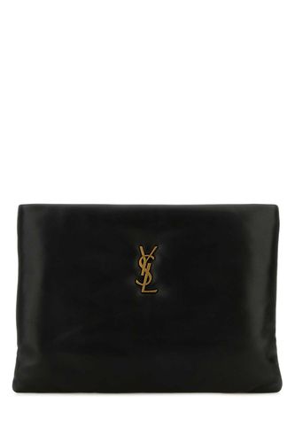 Black Leather Large Calypso Pouch - Saint Laurent - Modalova