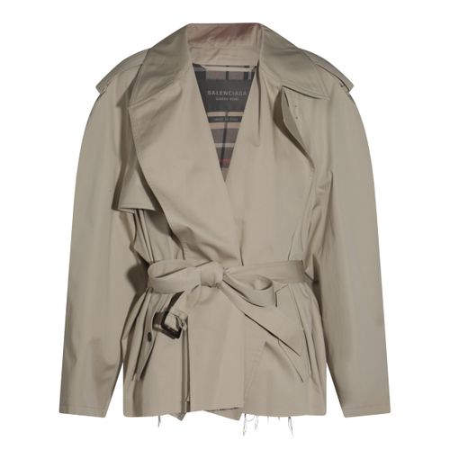 Balenciaga Beige Cotton Trench Coat - Balenciaga - Modalova