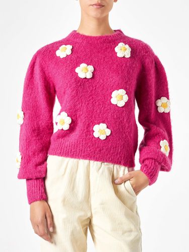 Woman Brushed Sweater With Crochet Flowers Appliqués - MC2 Saint Barth - Modalova