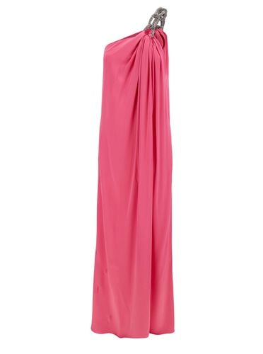 Pink One-shoulder Maxi Dress With Crystal Chain In Double Satin Woman - Stella McCartney - Modalova
