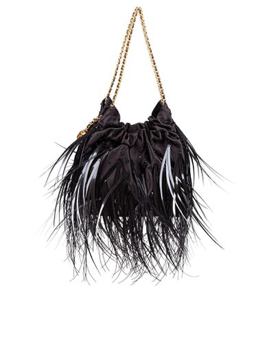 Fleming Mini Hobo Fabric Bag With Feathers And Beads - Tory Burch - Modalova