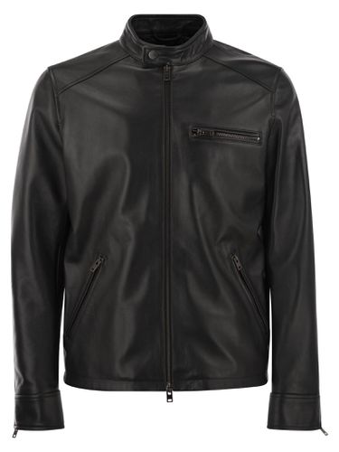 Hogan Leather Biker Jacket - Hogan - Modalova