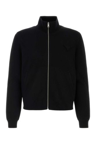 Black Stretch Wool Blend Cardigan - Prada - Modalova