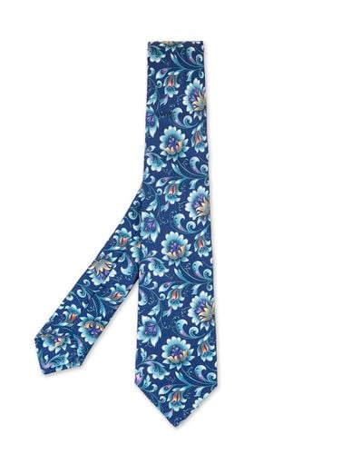 Kiton Blue Tie With Floral Print - Kiton - Modalova