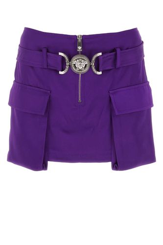 Versace Purple Satin Mini Skirt - Versace - Modalova