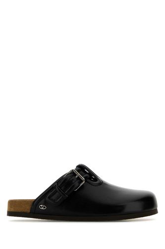 Black Leather Fussfriend Slippers - Valentino Garavani - Modalova