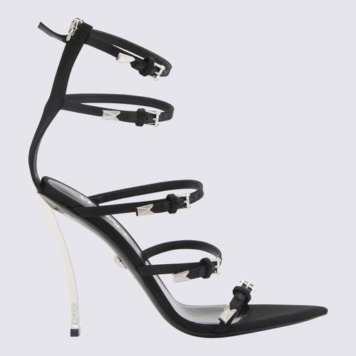 Black Leather Pin-point Sandals - Versace - Modalova