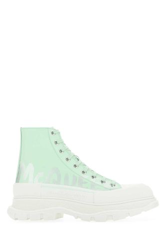 Sea Green Leather Tread Slick Sneakers - Alexander McQueen - Modalova