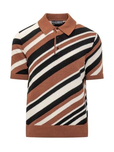 Striped Inlay Short-sleeved Polo Shirt - Dolce & Gabbana - Modalova