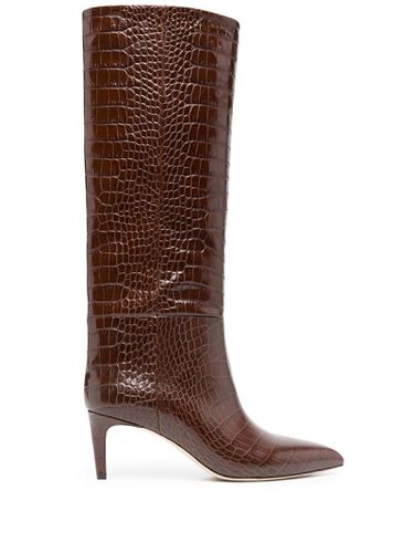 Leather Croc-effect Stiletto Boots - Paris Texas - Modalova