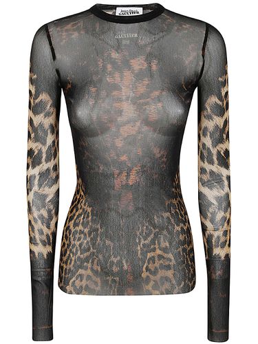 Mesh Long Sleeve Top Printed leopard With Lace Label - Jean Paul Gaultier - Modalova