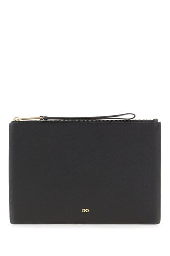 Ferragamo Black Leather Clutch - Ferragamo - Modalova