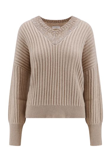 V-neck Knitted Jumper - Brunello Cucinelli - Modalova