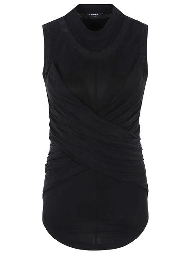 Sl Double Collar Twisted Tank Top - Balmain - Modalova