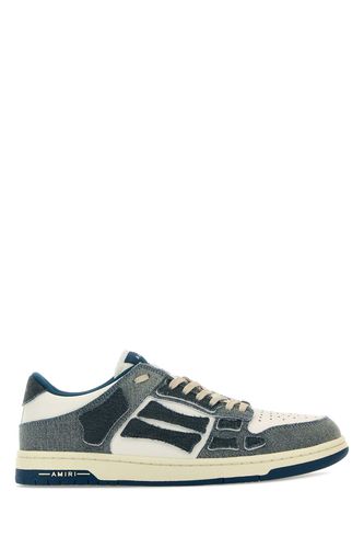 Two-tone Denim And Leather Skel Sneakers - AMIRI - Modalova