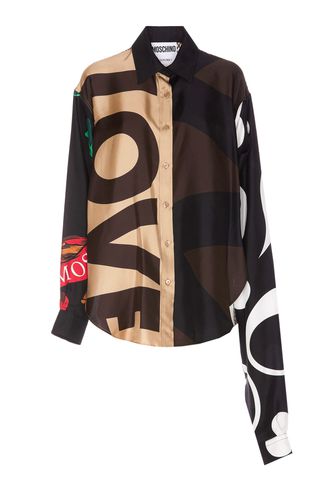 Moschino Patchwork Silk Twill Shirt - Moschino - Modalova