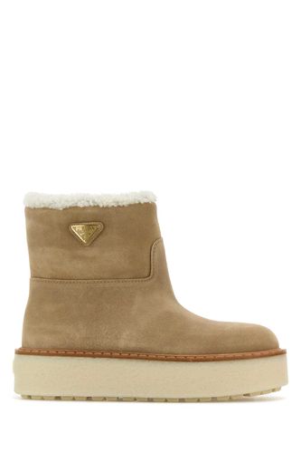 Prada Beige Suede Ankle Boots - Prada - Modalova