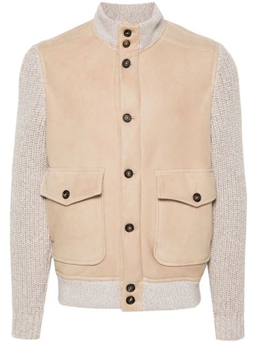 Taupe Leather And Wool Jacket - Eleventy - Modalova