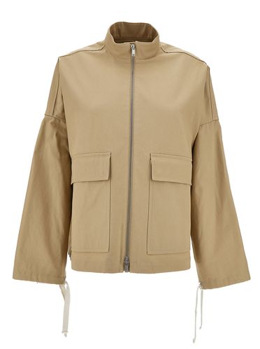 Jacket With Leather Logo Patch In Cotton Canvas Woman - Jil Sander - Modalova